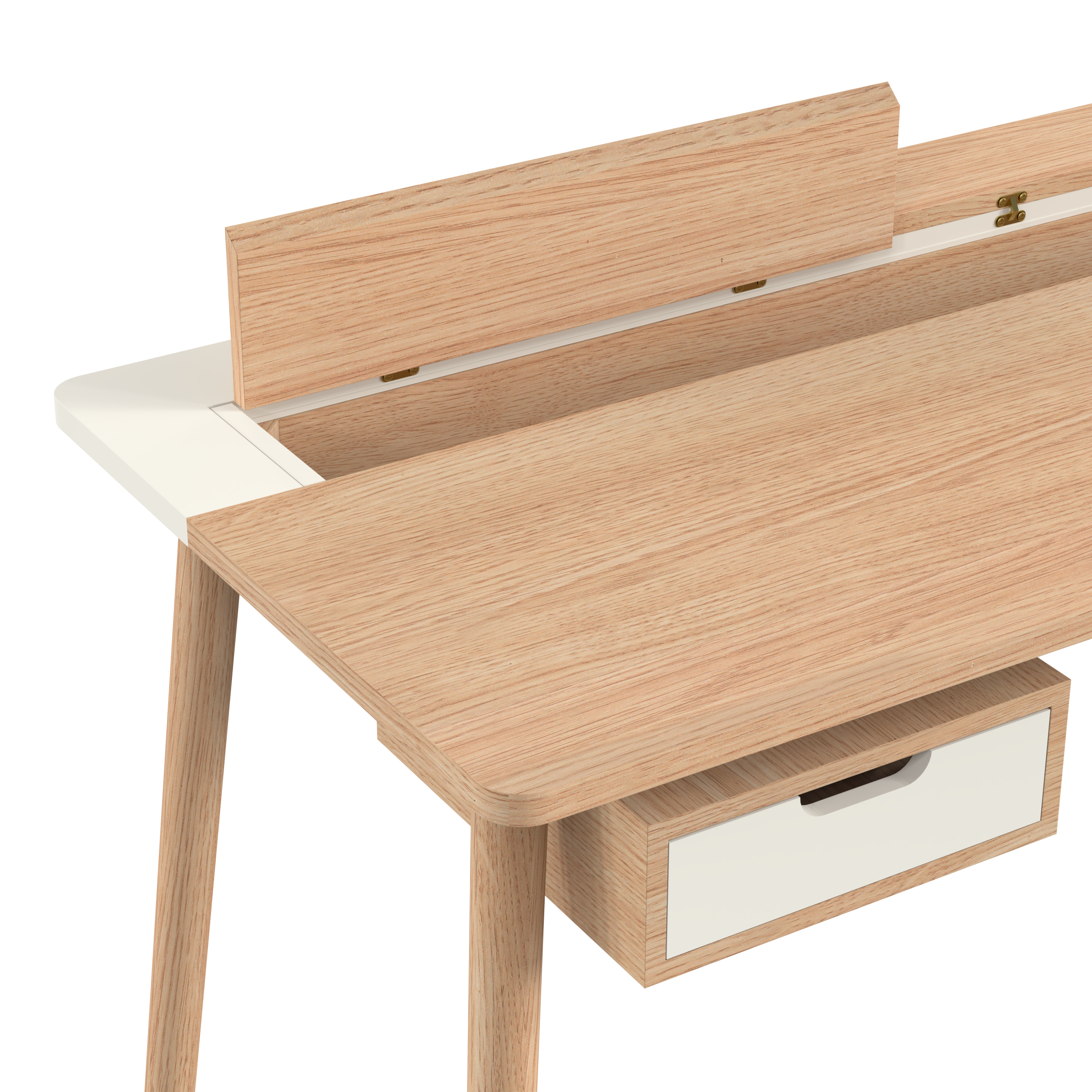 Bureau Honoré, chêne naturel/laqué blanc