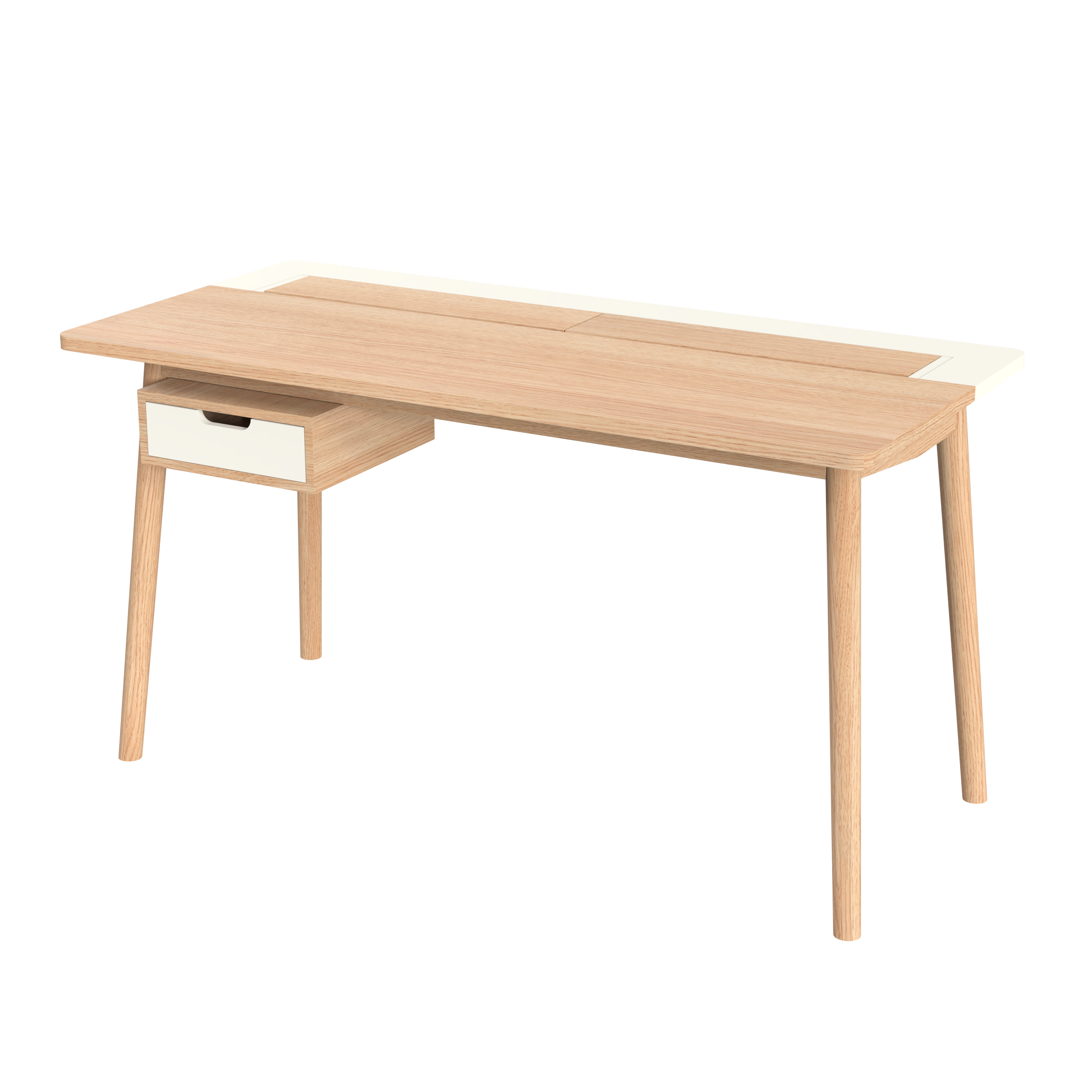 Bureau Honoré, chêne naturel/laqué blanc