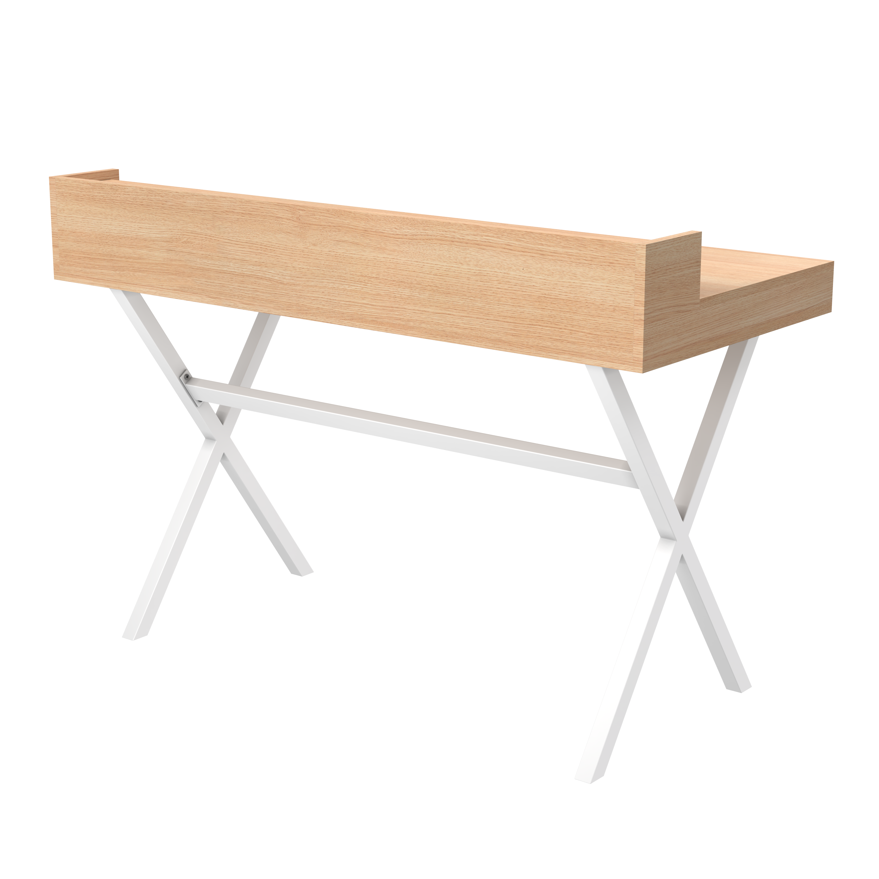Secrétaire Hyppolite, chêne naturel, pieds métal blanc