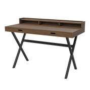 Hyppolite walnut secretary, matt slate grey metal