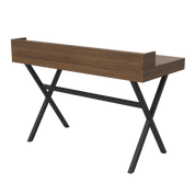 Hyppolite walnut secretary, matt slate grey metal