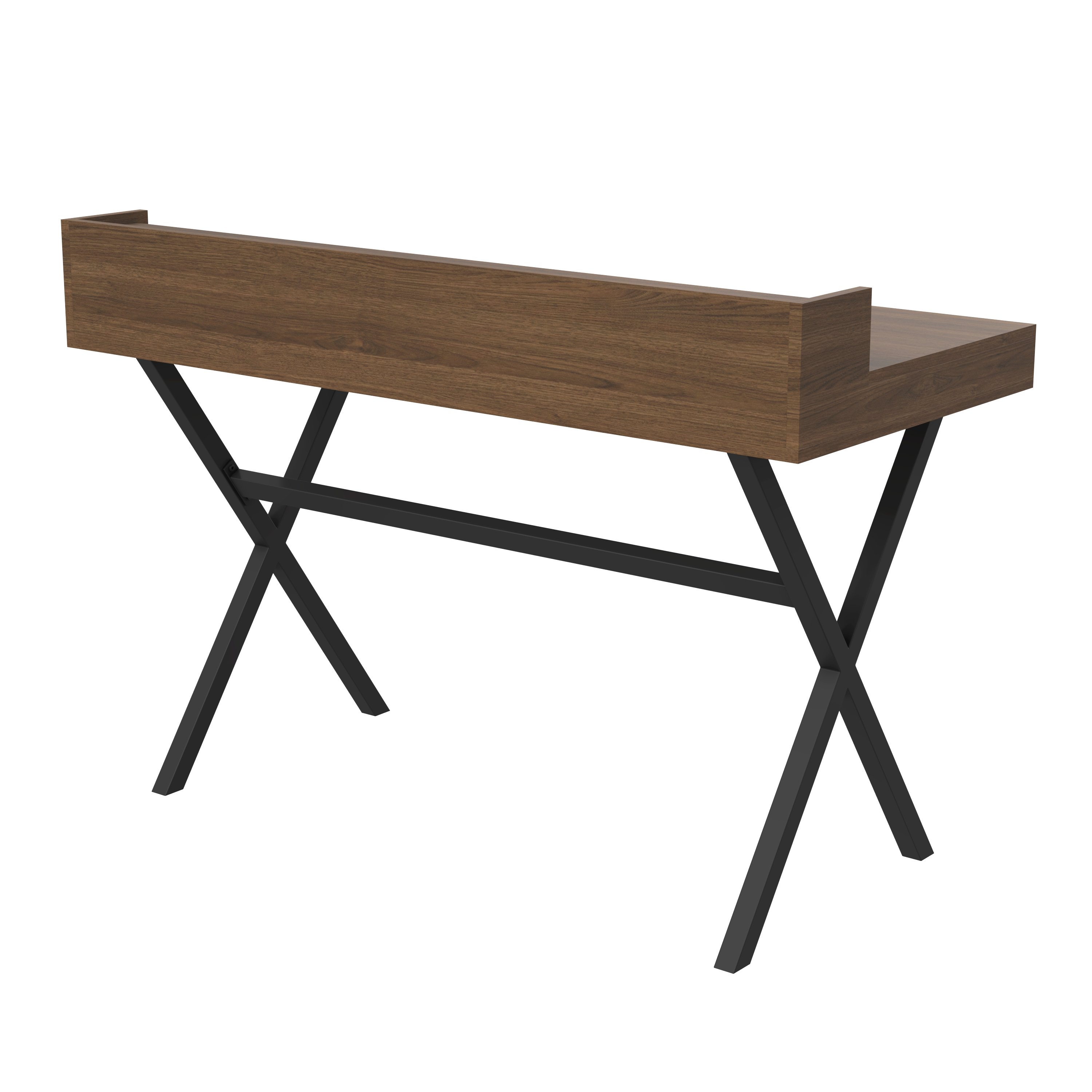 Hyppolite walnut secretary, matt slate grey metal