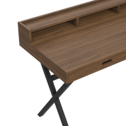 Hyppolite walnut secretary, matt slate grey metal