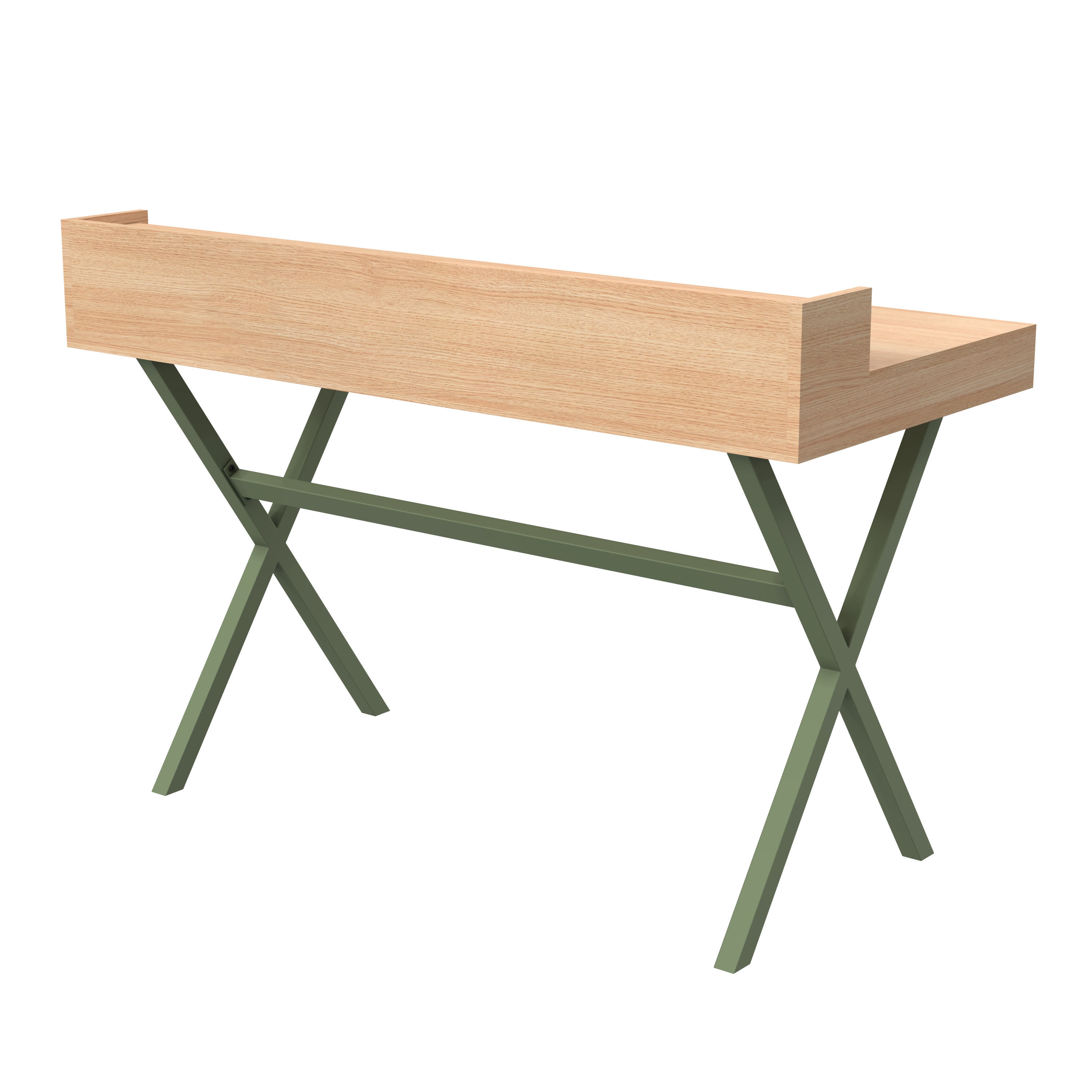 Secrétaire Hyppolite, chêne naturel, pieds métal sauge