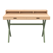 Secrétaire Hyppolite, chêne naturel, pieds métal sauge