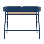 Bureau Victor, chêne naturel, métal bleu mat