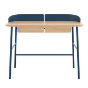 Bureau Victor, chêne naturel, métal bleu mat
