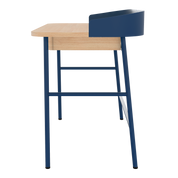 Bureau Victor, chêne naturel, métal bleu mat