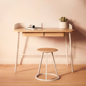 Bureau Victor, chêne naturel, métal blanc