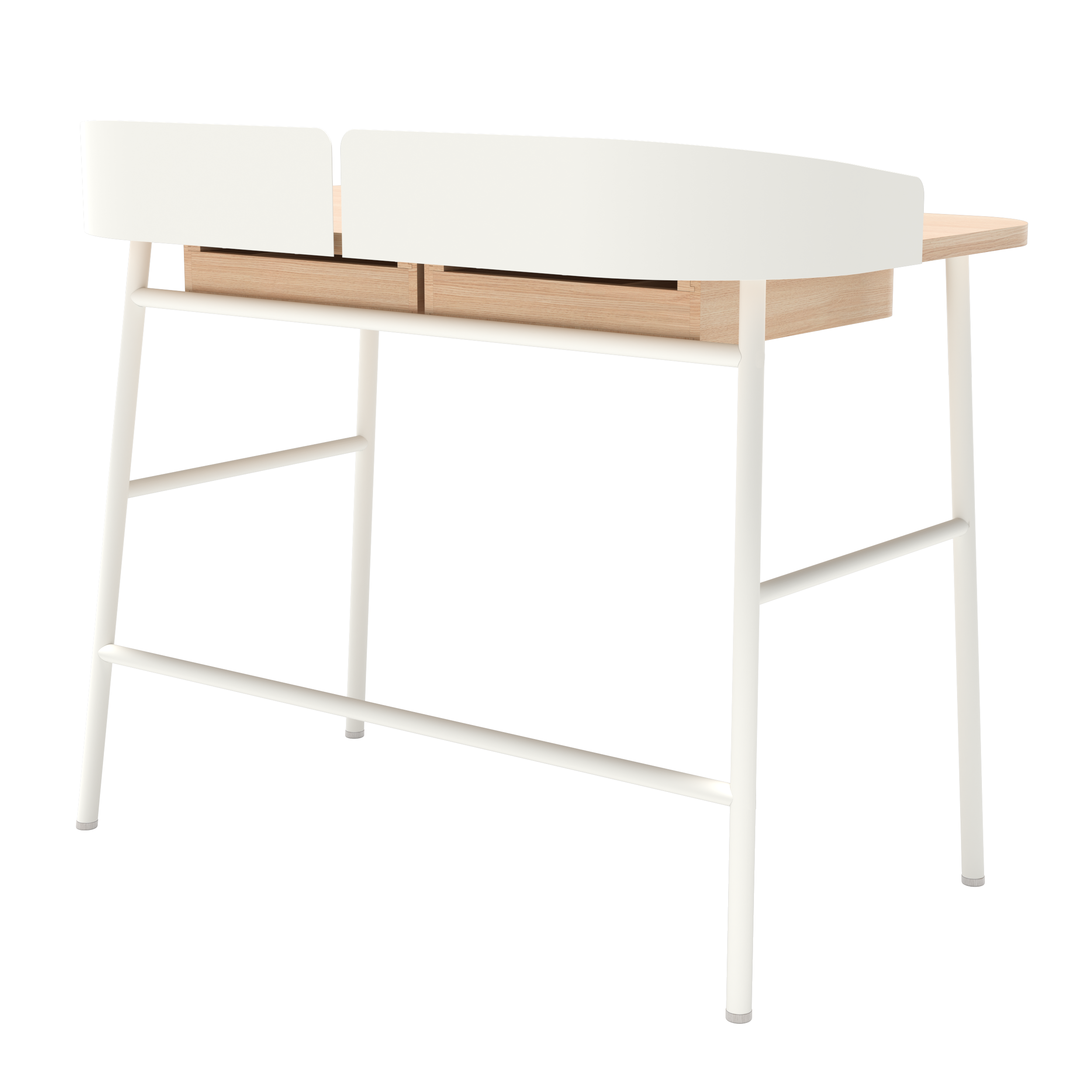 Bureau Victor, chêne naturel, métal blanc