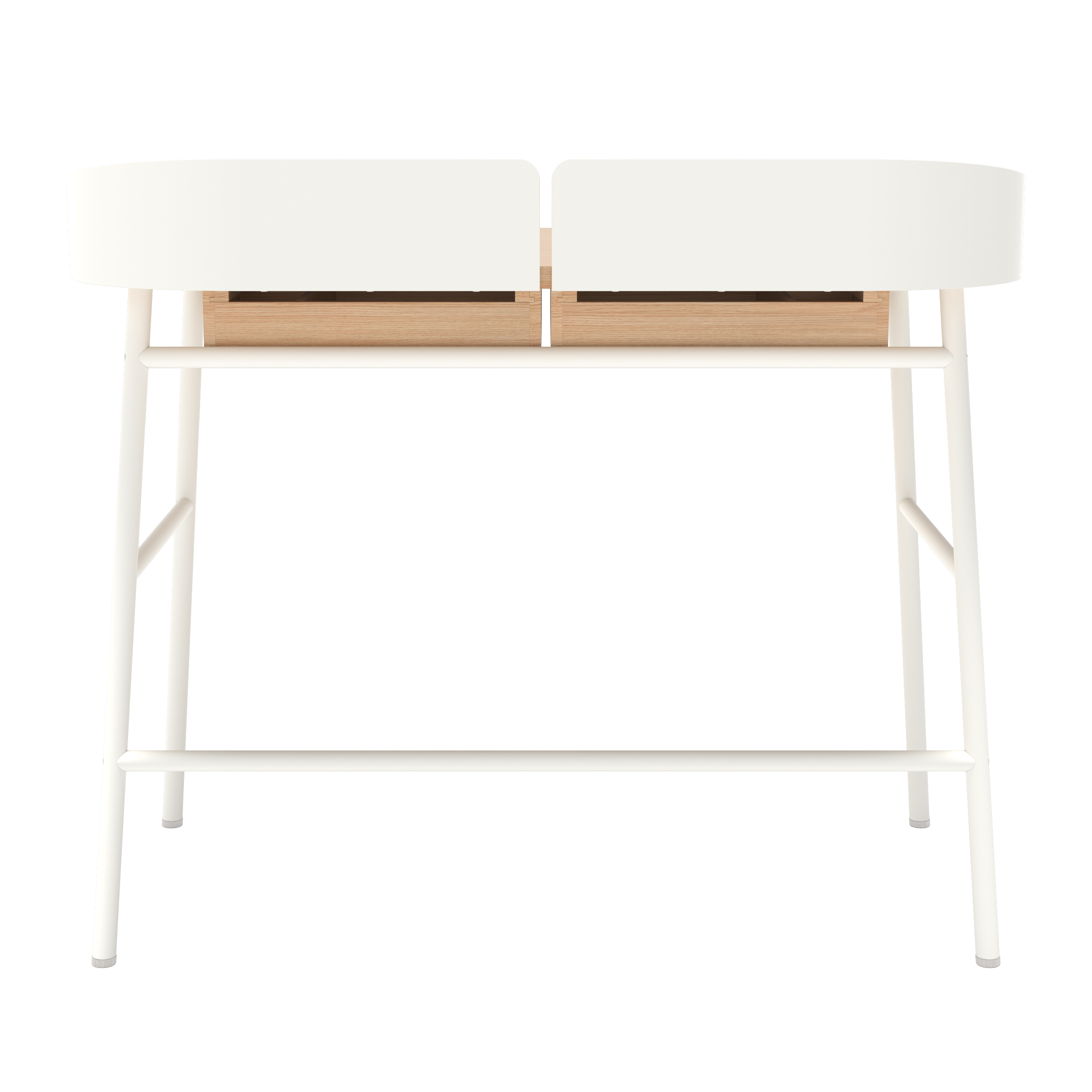 Bureau Victor, chêne naturel, métal blanc