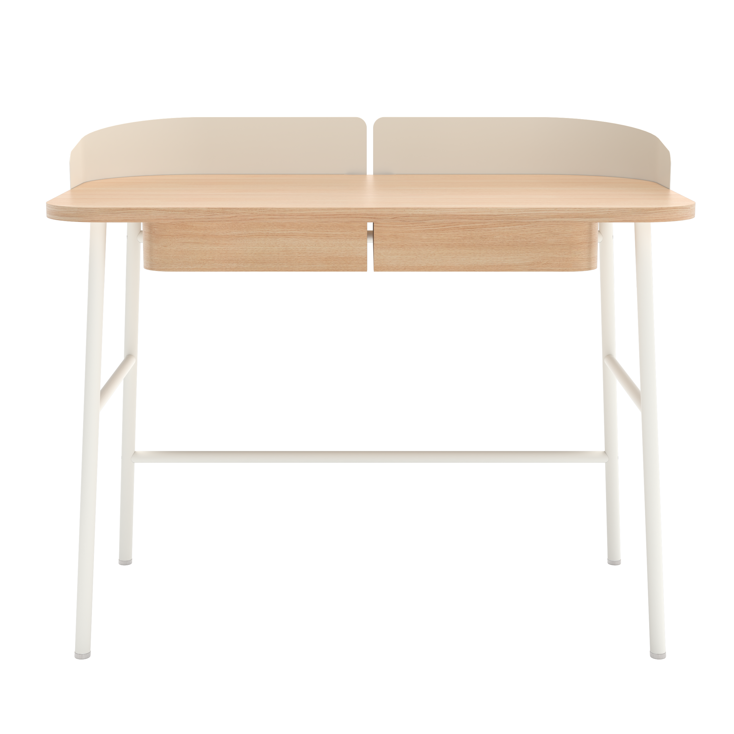 Bureau Victor, chêne naturel, métal blanc