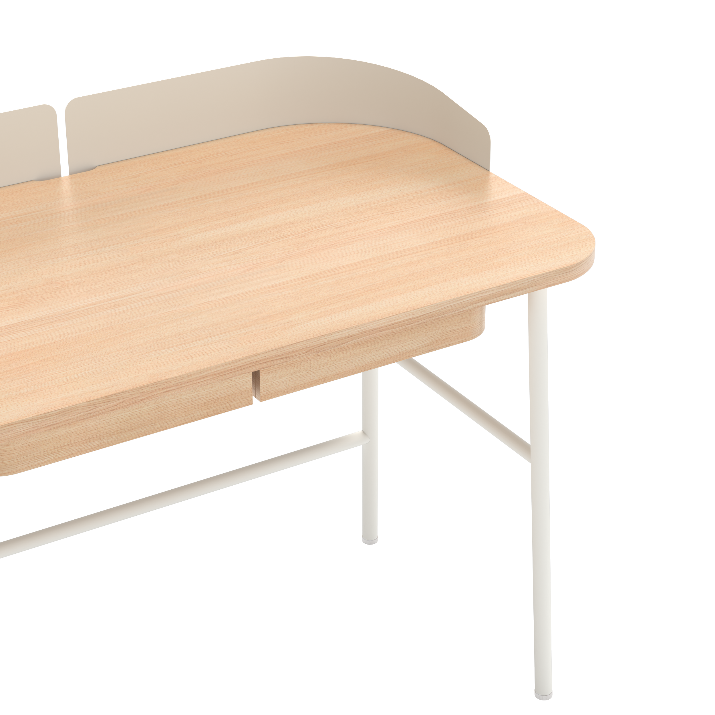 Bureau Victor, chêne naturel, métal blanc