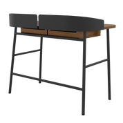 Bureau Victor, chêne teinté, métal noir