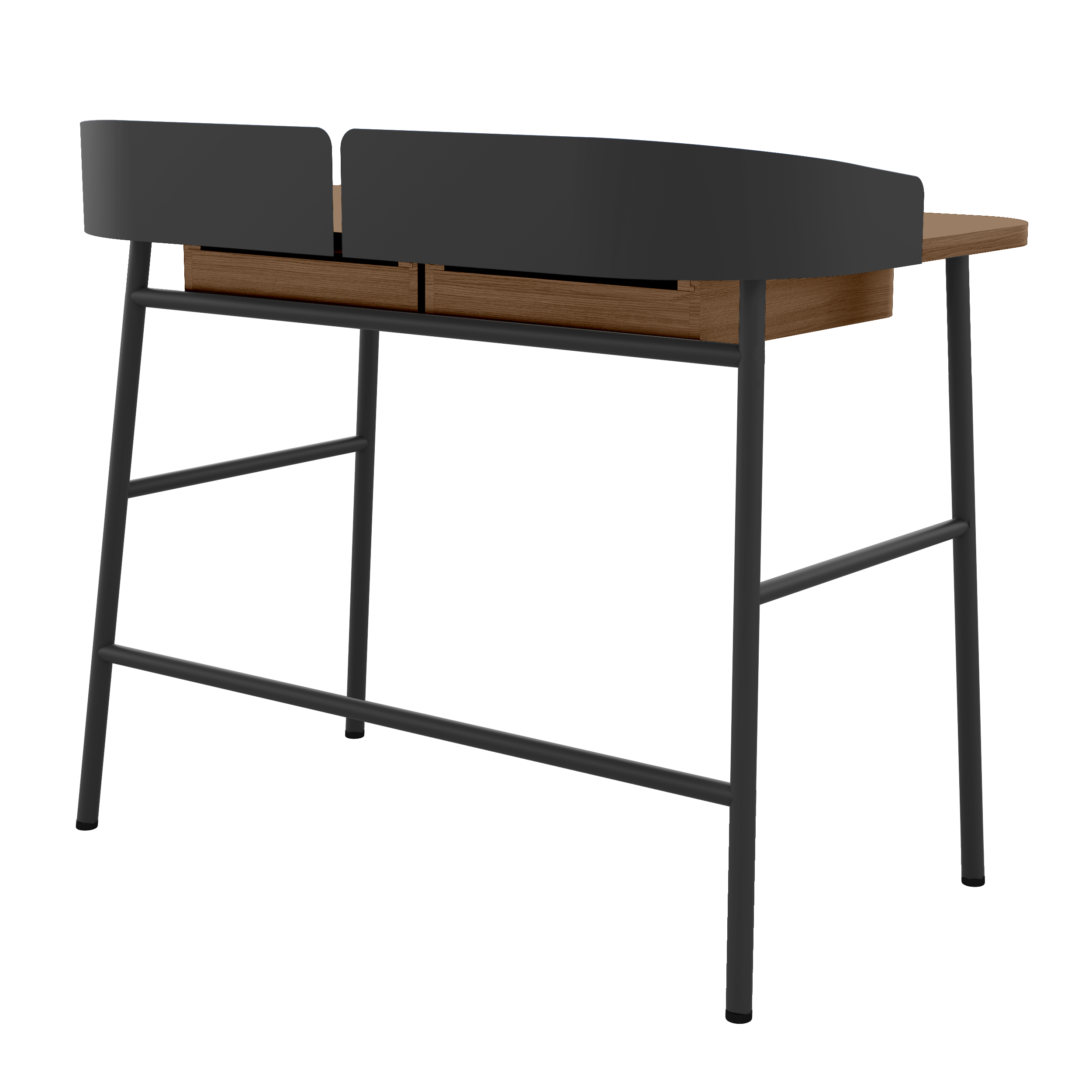 Bureau Victor, chêne teinté, métal noir
