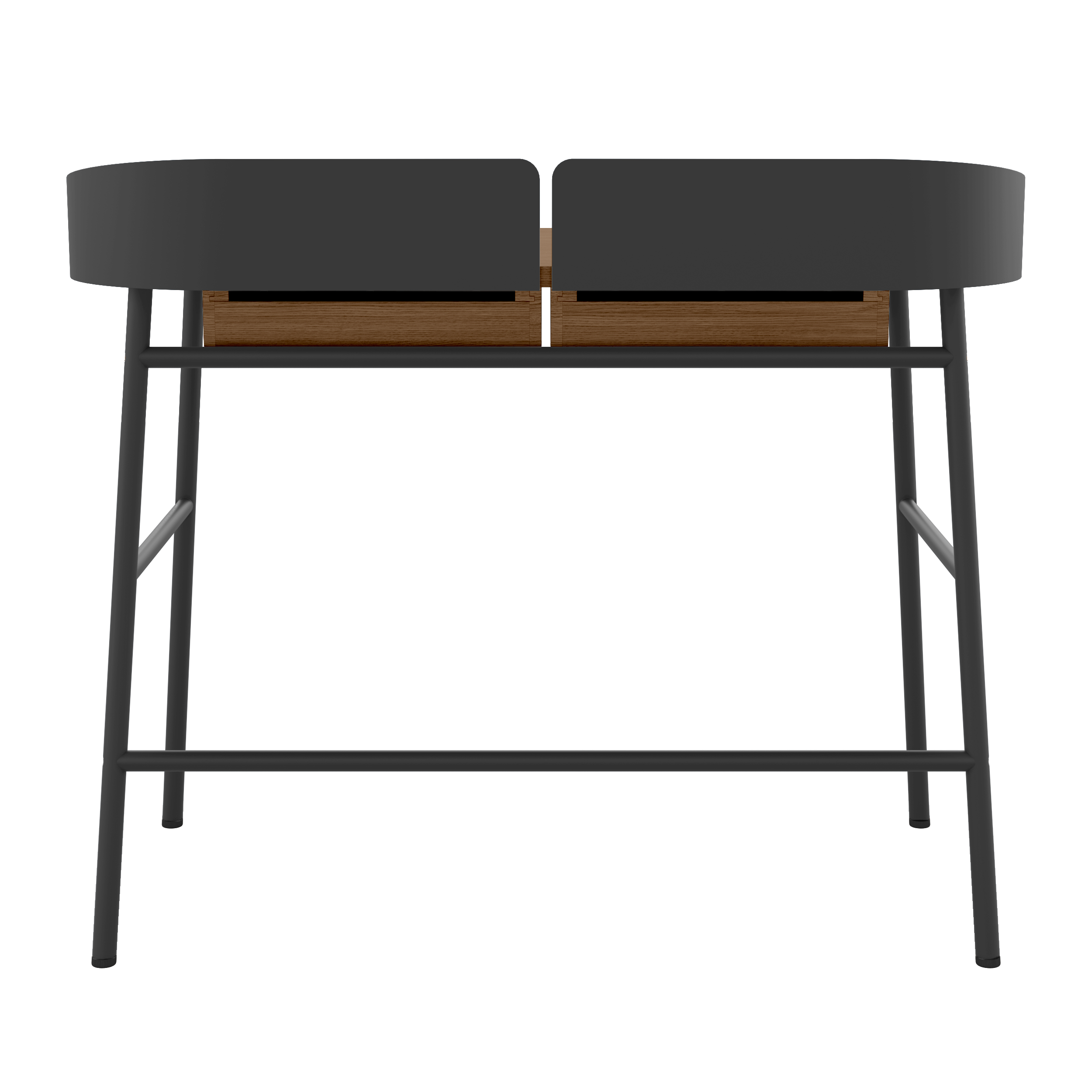 Bureau Victor, chêne teinté, métal noir