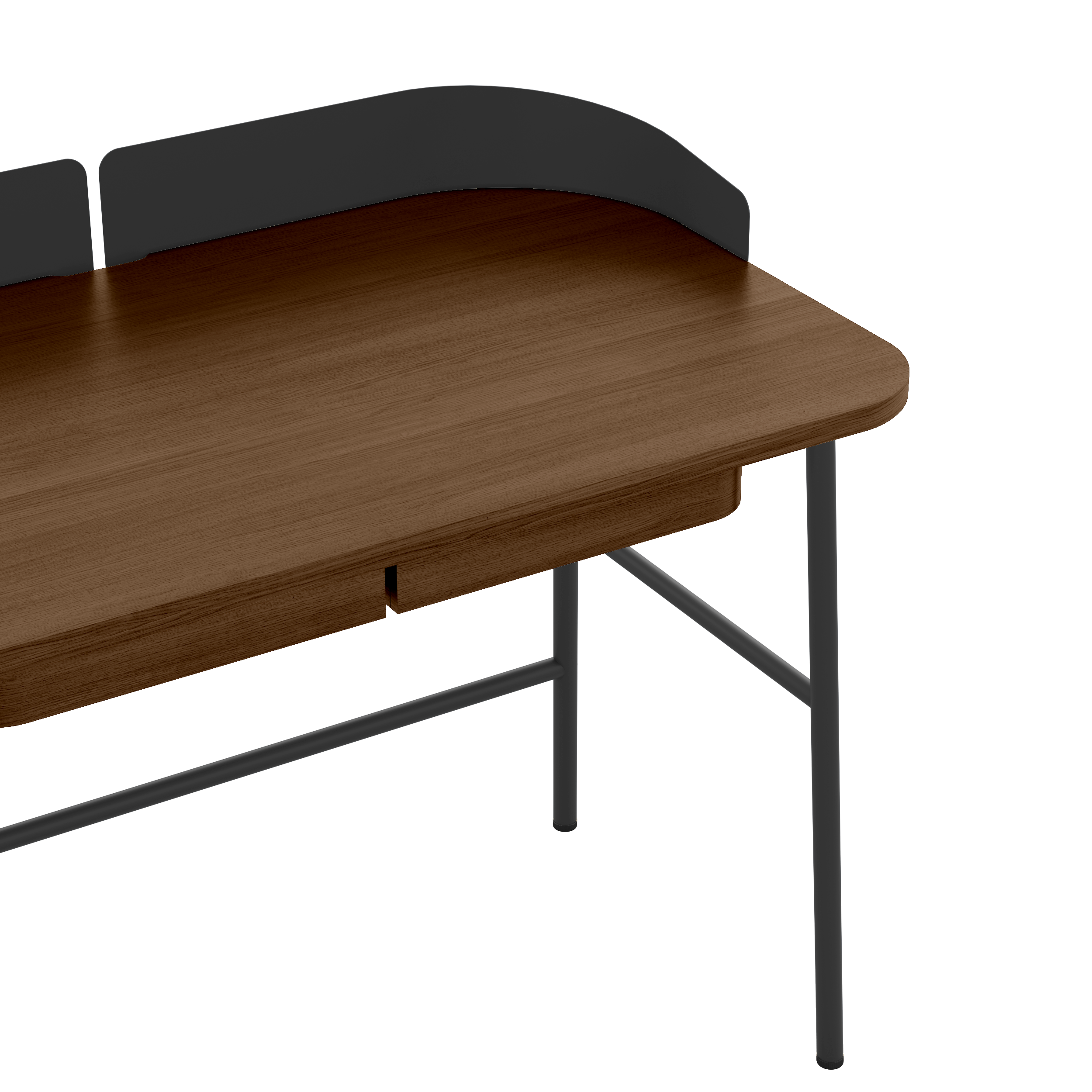 Bureau Victor, chêne teinté, métal noir