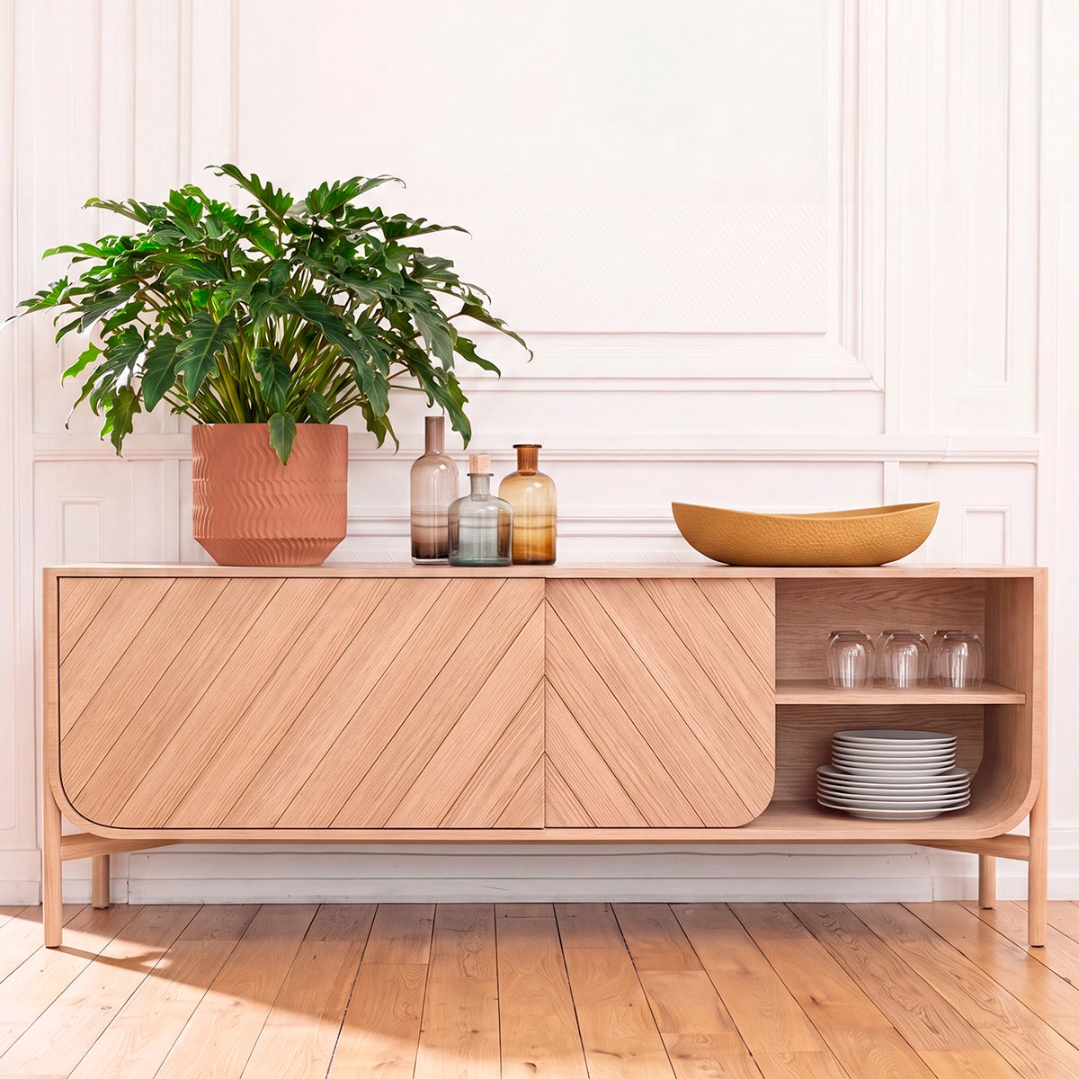 Buffet Marius 185 cm, chêne naturel