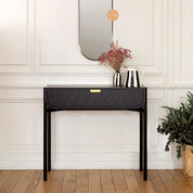 Console Marius 100 cm, chêne teinté noir