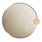 Miroir Sonia Rond 90cm, verre fumé, chêne