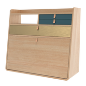 gaston secretaire mural 80 chene bleu petrole laiton 1