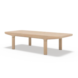 Table basse design rectangle en chêne, dessinée par Guillaume Delvigne
